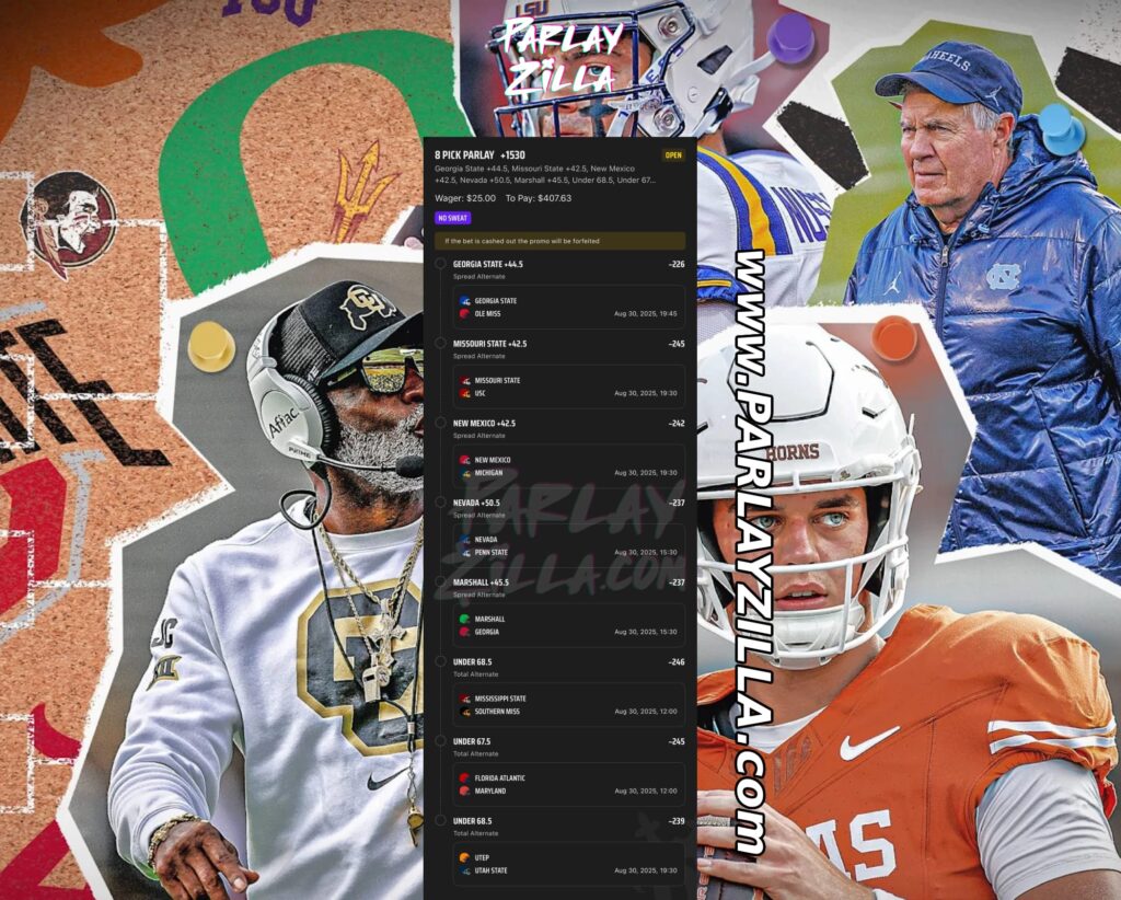 Draft Kings No Sweat CFB 8/30/25